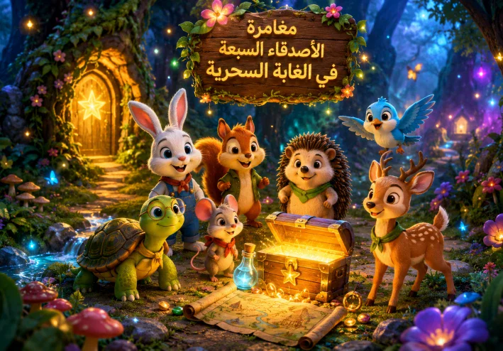 🌳 مغامرة الأصدقاء السبعة في الغابة السحرية