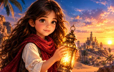 رحلة نور وسر الصحراء المضيئه
