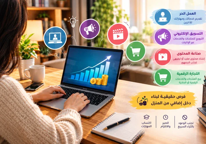 الربح من الإنترنت: فرص حقيقية لبناء دخل إضافي من المنزل