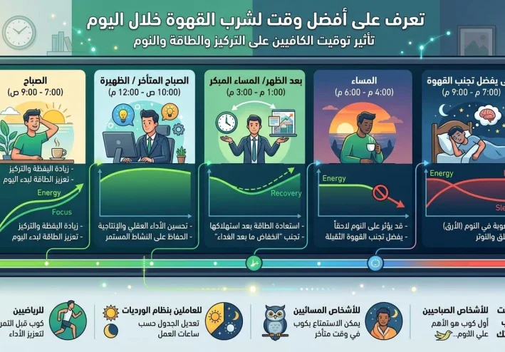 ما أفضل وقت لشرب القهوة؟ وكيف يؤثر توقيتها على النوم والطاقة؟