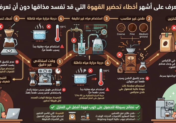 أشهر أخطاء تحضير القهوة التي تفسد طعمها دون أن تعرف