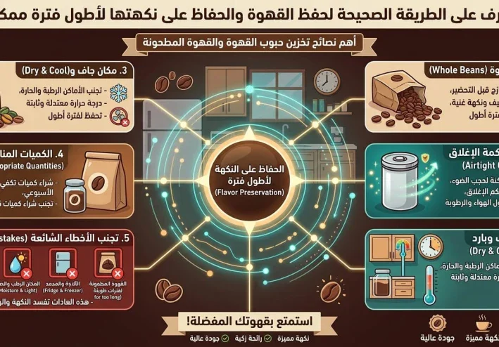 كيف تحفظ القهوة بطريقة صحيحة وتحافظ على نكهتها لأطول فترة؟
