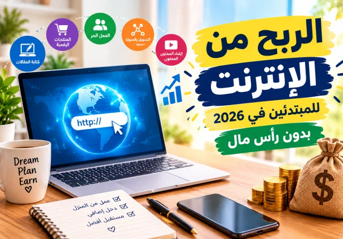 أفضل طرق الربح من الإنترنت للمبتدئين في 2026 بدون رأس مال