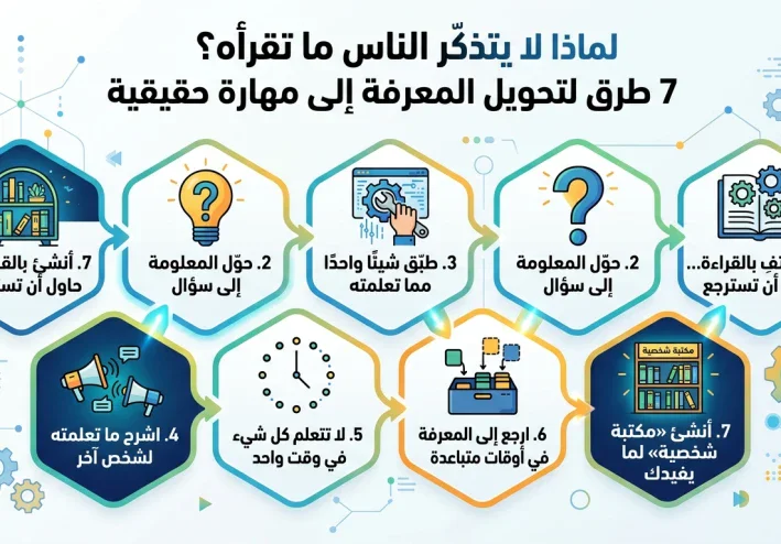 لماذا لا يتذكر الناس ما تقرأه؟ 7 طرق لتحويل المعرفة إلى مهارة حقيقية