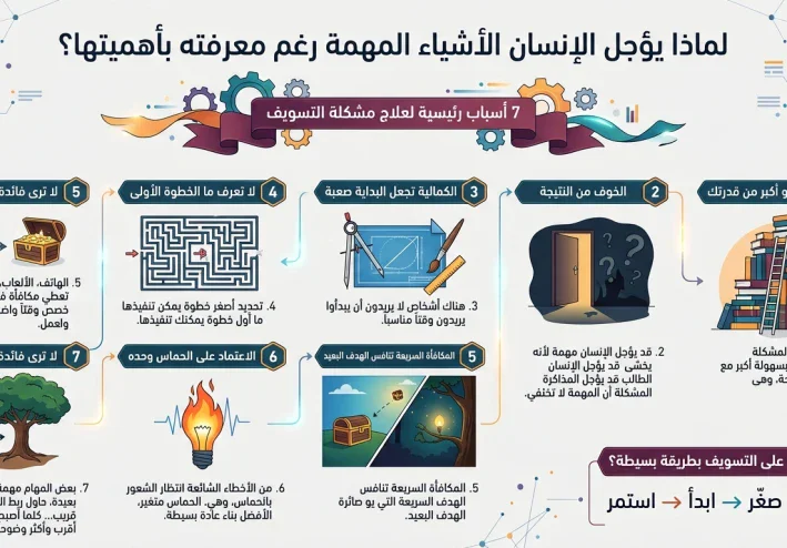 لماذا يؤجل الإنسان الأشياء المهمة رغم معرفته بأهميتها؟ 7 أسباب وحلول عملية