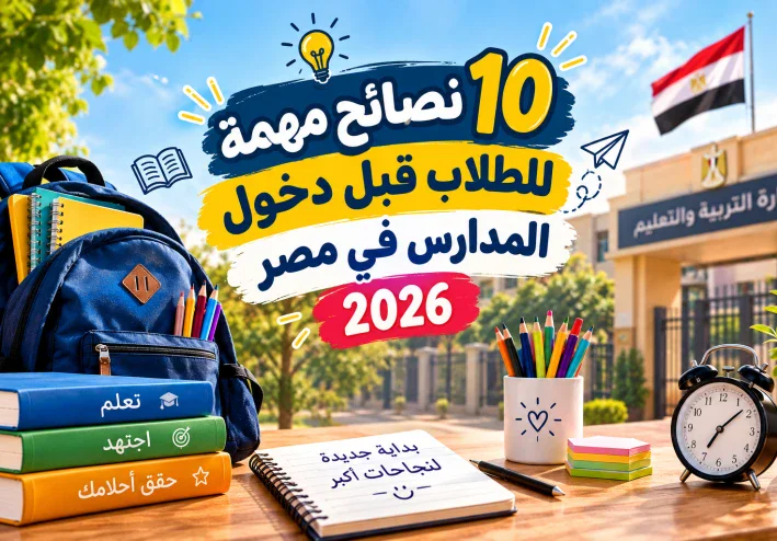 🎒🔬 ١٠ نصائح مهمة للطلاب قبل دخول المدارس في مصر ٢٠٢٦.. استعد لعام دراسي ناجح! 📚✨