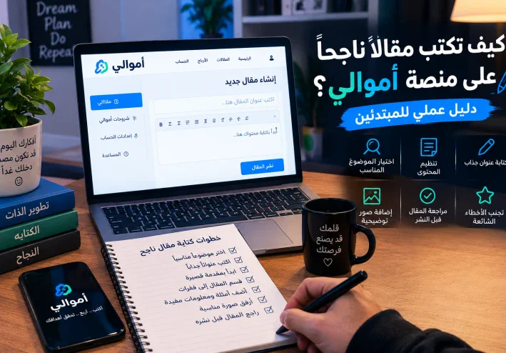 كيف تكتب مقالاً ناجحاً على منصة أموالي؟ دليل عملي للمبتدئين