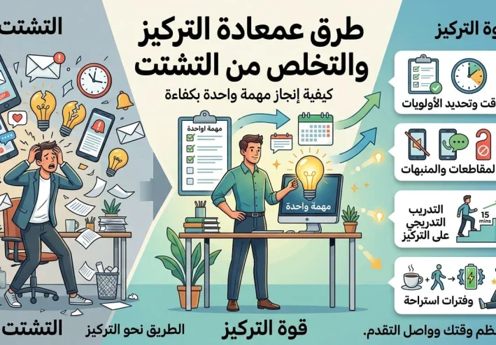 قوة التركيز: كيف تستعيد قدرتك على إنجاز مهمة واحدة دون تشتت؟