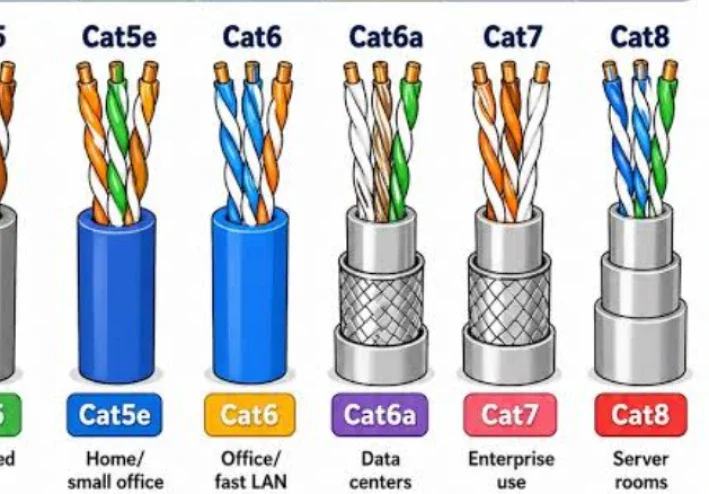 انواع كابلات Ethernet  فى الشبكات الإلكترونية