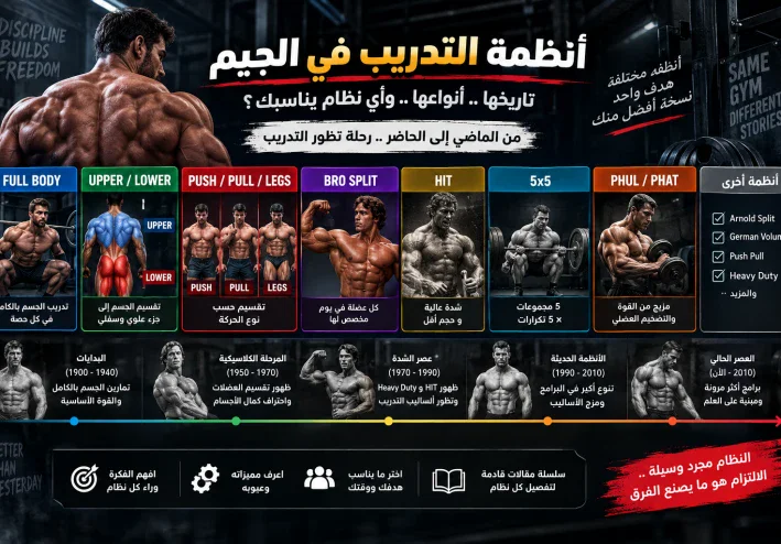 أنظمة التدريب في الجيم: دليلك الشامل لفهم أشهر أنظمة التمرين وتاريخها