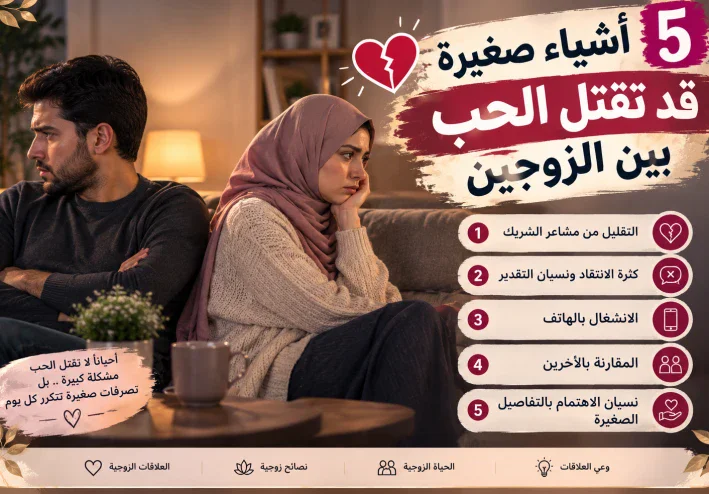 💔 5 أشياء صغيرة قد تقتل الحب بين الزوجين