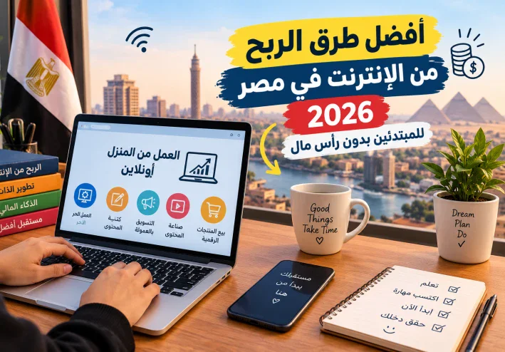 أفضل طرق الربح من الإنترنت في مصر 2026 للمبتدئين بدون رأس مال
