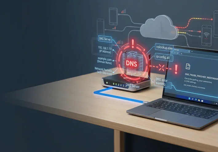 متصل بالإنترنت لكن المواقع لا تفتح؟ 10 حلول عملية لمشكلة DNS في Windows