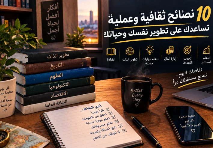 10 نصائح ثقافية وعملية تساعدك على تطوير نفسك وحياتك