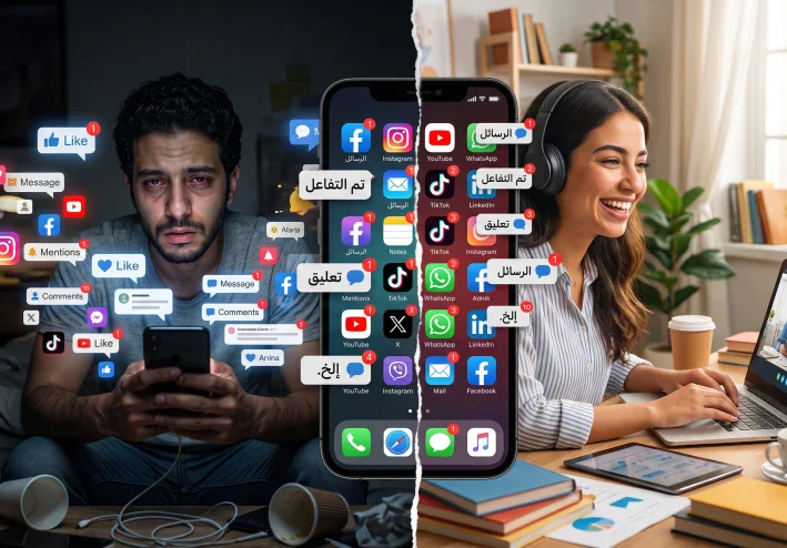 مواقع التواصل الاجتماعي بين الفائدة والضرر.. سلاح في إيدك وإنت اللي بتحدد اتجاهه