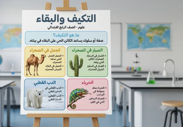 التكييف والبقاء  للصف الرابع الابتدائي