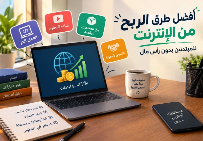 أفضل طرق الربح من الإنترنت للمبتدئين بدون رأس مال
