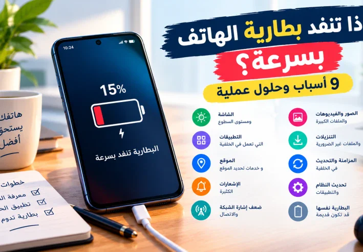 لماذا تنفد بطارية الهاتف بسرعة؟ 9 أسباب وحلول عملية