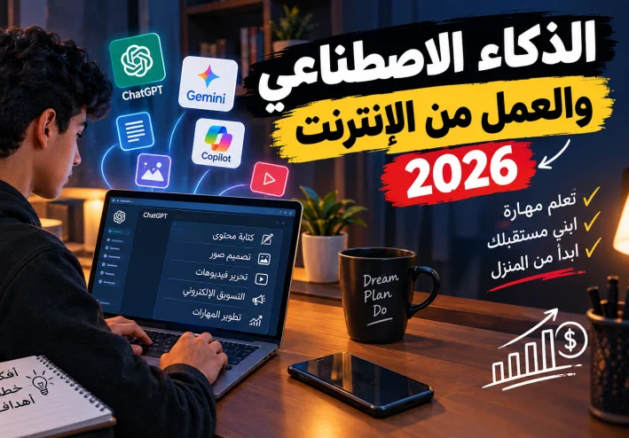 💰 كيف تستخدم الذكاء الاصطناعي في 2026 لتتعلم مهارة وتبدأ العمل من الإنترنت؟