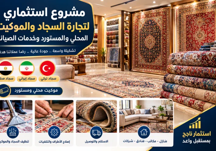 مشروع استثماري لتجارة السجاد والموكيت المحلي والمستورد وخدمات الصيانة