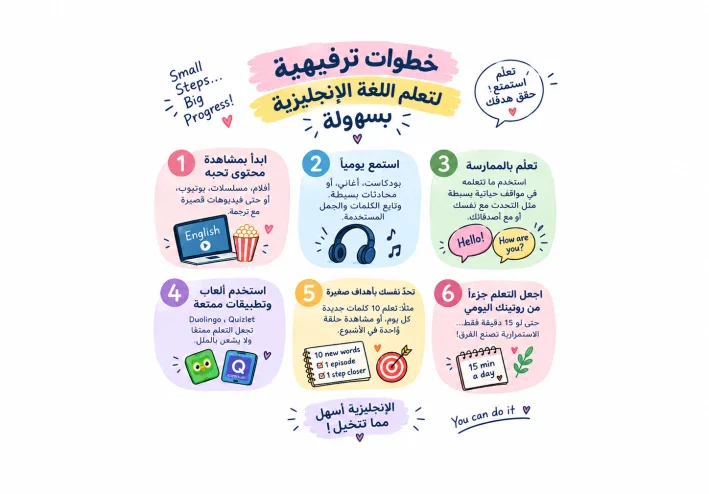 خطوات ترفيهية لتعلم اللغه الإنجليزية بسهولة