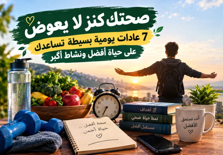 💚 صحتك كنز لا يعوض | 7 عادات يومية بسيطة تساعدك على حياة أفضل ونشاط أكبر 🌿