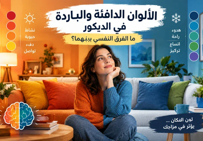 الألوان الدافئة والباردة في الديكور: ما الفرق النفسي بينهما؟