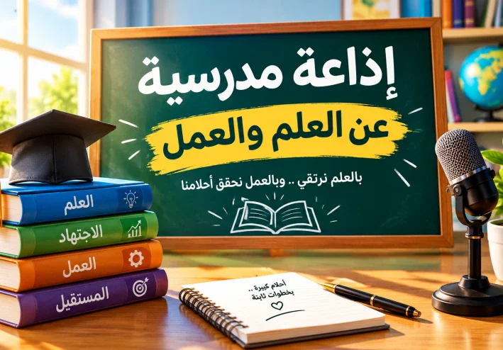 إذاعة مدرسية عن العلم والعمل كاملة ومنظمة | جاهزة لجميع المراحل