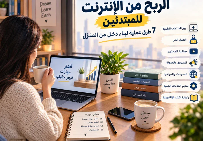 الربح من الإنترنت للمبتدئين: 7 طرق عملية لبناء دخل من المنزل