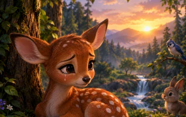 🦌 الغزالة الحزينة التي فقدت طريقها إلى الغابة واكتشفت سرًا غيّر حياتها إلى الأبد