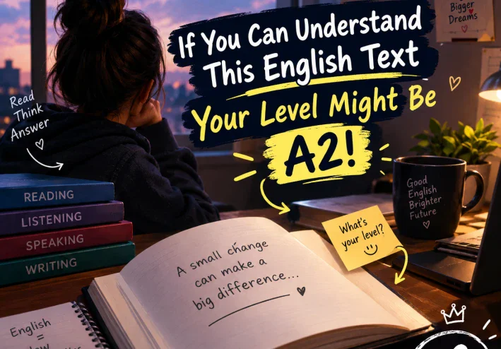 لو استطعت قرائة هذا النص بالانجليزي وترجمه معظمه علي الاقل فمستواك A2