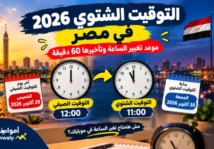 التوقيت الشتوي 2026 في مصر.. موعد تغيير الساعة وتأخيرها 60 دقيقة