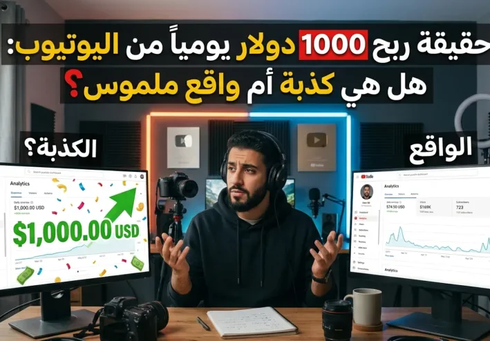 حقيقة ربح 1000 دولار يومياً من اليوتيوب: هل هي كذبة أم واقع ملموس؟