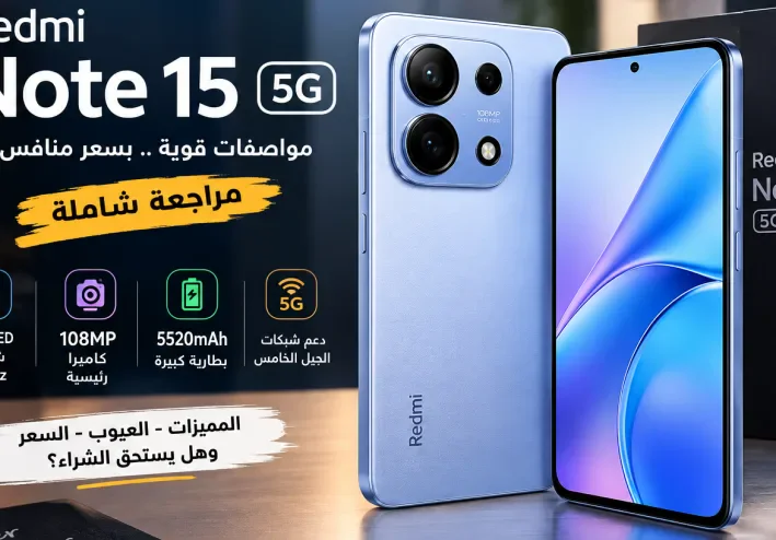 سعر ومواصفات Redmi Note 15 5G في مصر 2026 – هل يستحق الشراء؟