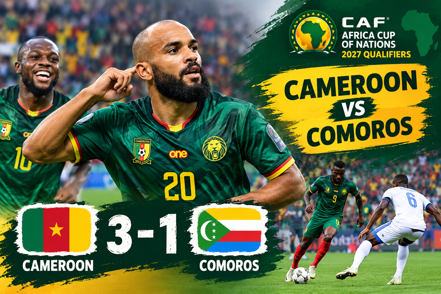Africa Cup of Nations 2027 Qualifiers: Cameroon Beat Comoros 3-1