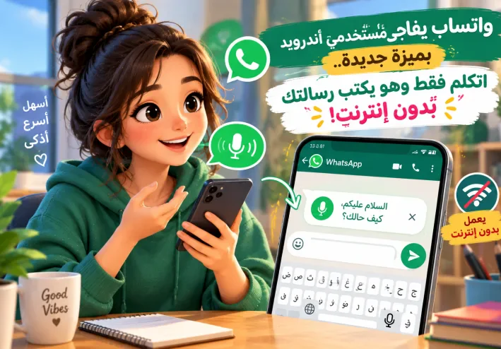 واتساب يختبر ميزة مذهلة جديدة.. اتكلم وهو يكتب رسالتك بدون إنترنت!