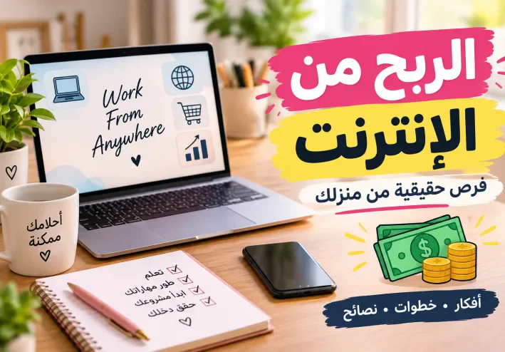 الربح من الإنترنت: أفضل الطرق والأفكار للعمل من المنزل وتحقيق دخل إضافي بخطوات بسيطة ومهارات يمكنك تعلمها والبدء بها الي