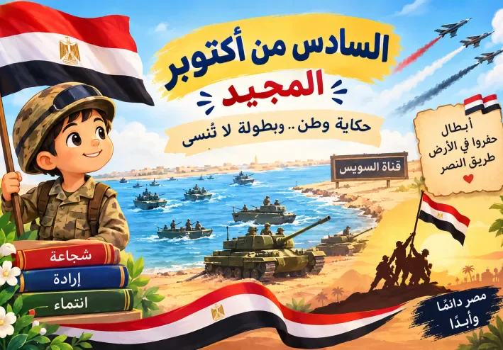 مطوية مدرسية عن السادس من أكتوبر للانشطة المدرسية والمكتبة