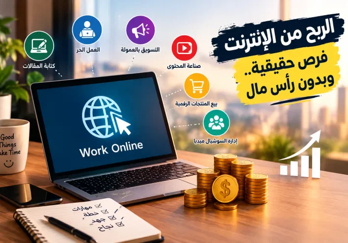 الربح من الإنترنت 2026: 7 طرق حقيقية لبدء تحقيق دخل من المنزل بدون رأس مال