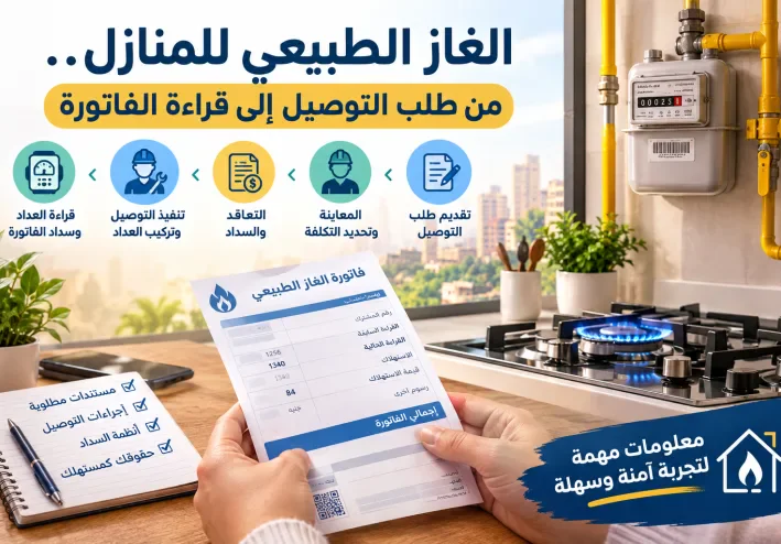 الغاز الطبيعي للمنازل.. من طلب التوصيل إلى قراءة الفاتورة