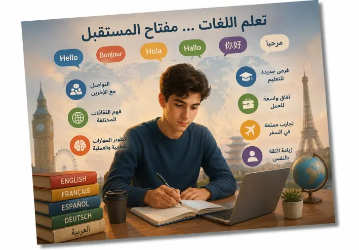 تعلم اللغات وأهميته في تطوير مهارات التواصل وزيادة المعرفة وفتح آفاق جديدة في التعليم والعمل والتعرف على ثقافات الشعوب ا