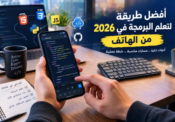 تعلم البرمجة من الهاتف في 2026: دليلك الأول من الصفر إلى أول مشروع