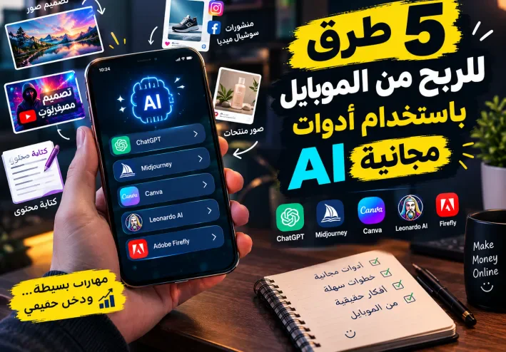 📱 5 طرق للربح من الموبايل باستخدام أدوات AI مجانية في 2026 💰