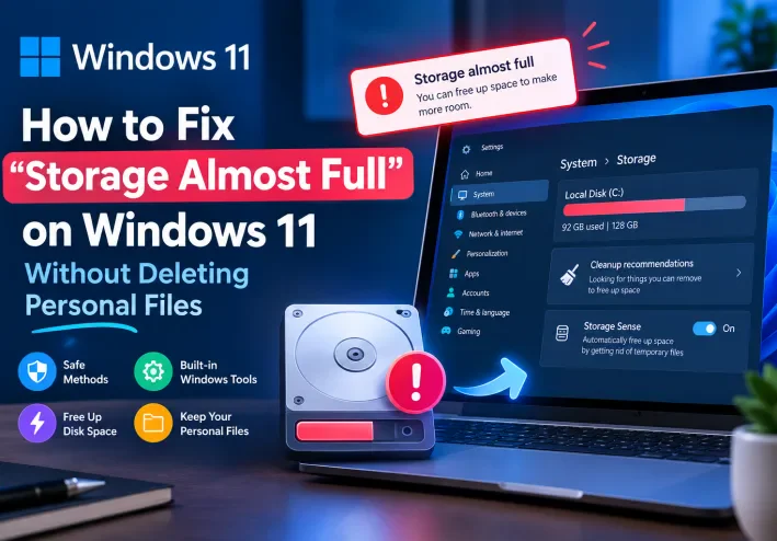 How to Fix “Storage Almost Full” on Windows 11 Without Deleting Personal Files
