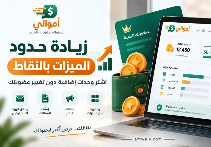 زيادة حدود الميزات بالنقاط في أموالي: الدليل الكامل للاستخدام