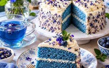🫖💙 كيكة الشاي الأزرق - وصفة هشة ولذيذة بلون طبيعي ساحر