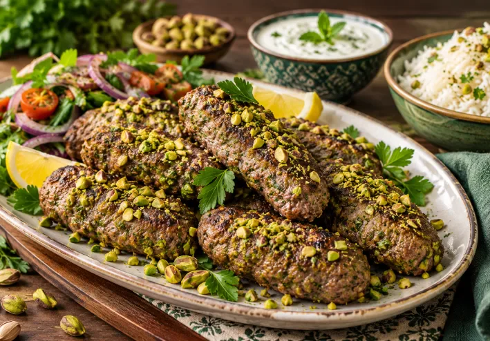 🥩💚 كفتة اللحم بالفستق الأخضر - وصفة شهية بطعم غني ومميز