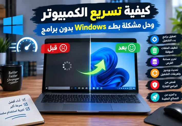 كيفية تسريع الكمبيوتر وحل مشكلة بطء Windows: 10 طرق فعالة لتحسين الأداء