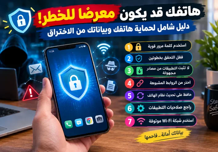 🔐 هاتفك قد يكون معرضًا للخطر! دليل شامل لحماية هاتفك وبياناتك من الاختراق