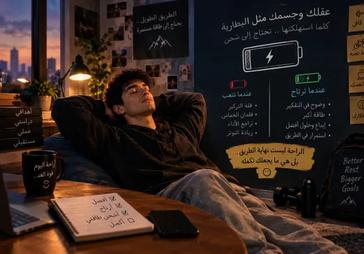 الراحه مش رفاهيه دي احتياج علشان تجمع طاقتك وتكمل اي طريق بدأتو